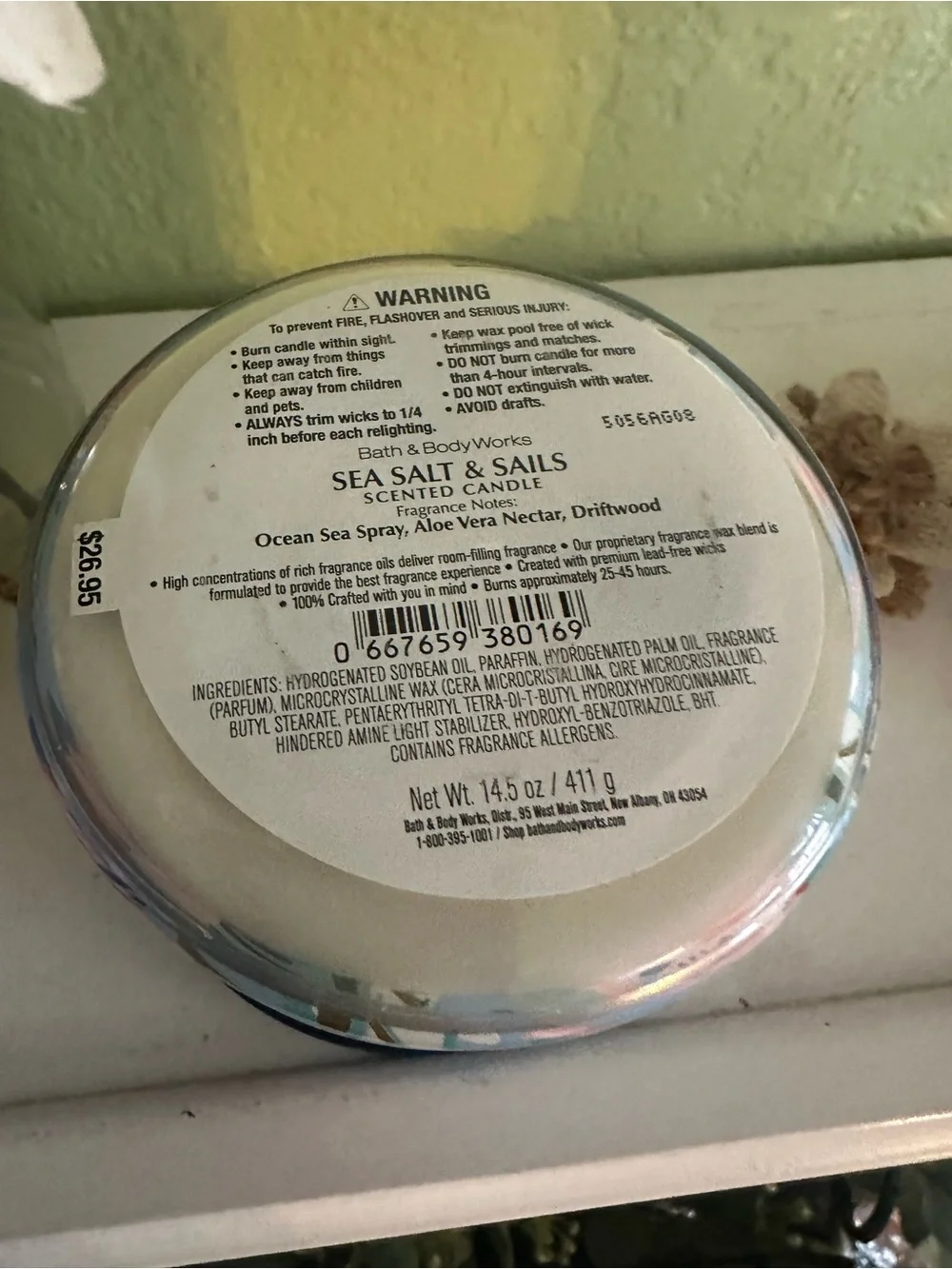 Bath & Body Works Blue & Teal Sea Salt & Sails Decorative Candle Tin